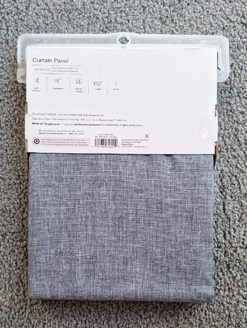 Room Essentials Navy Heathered Light-Blocking Curtain Panel Set Of 2